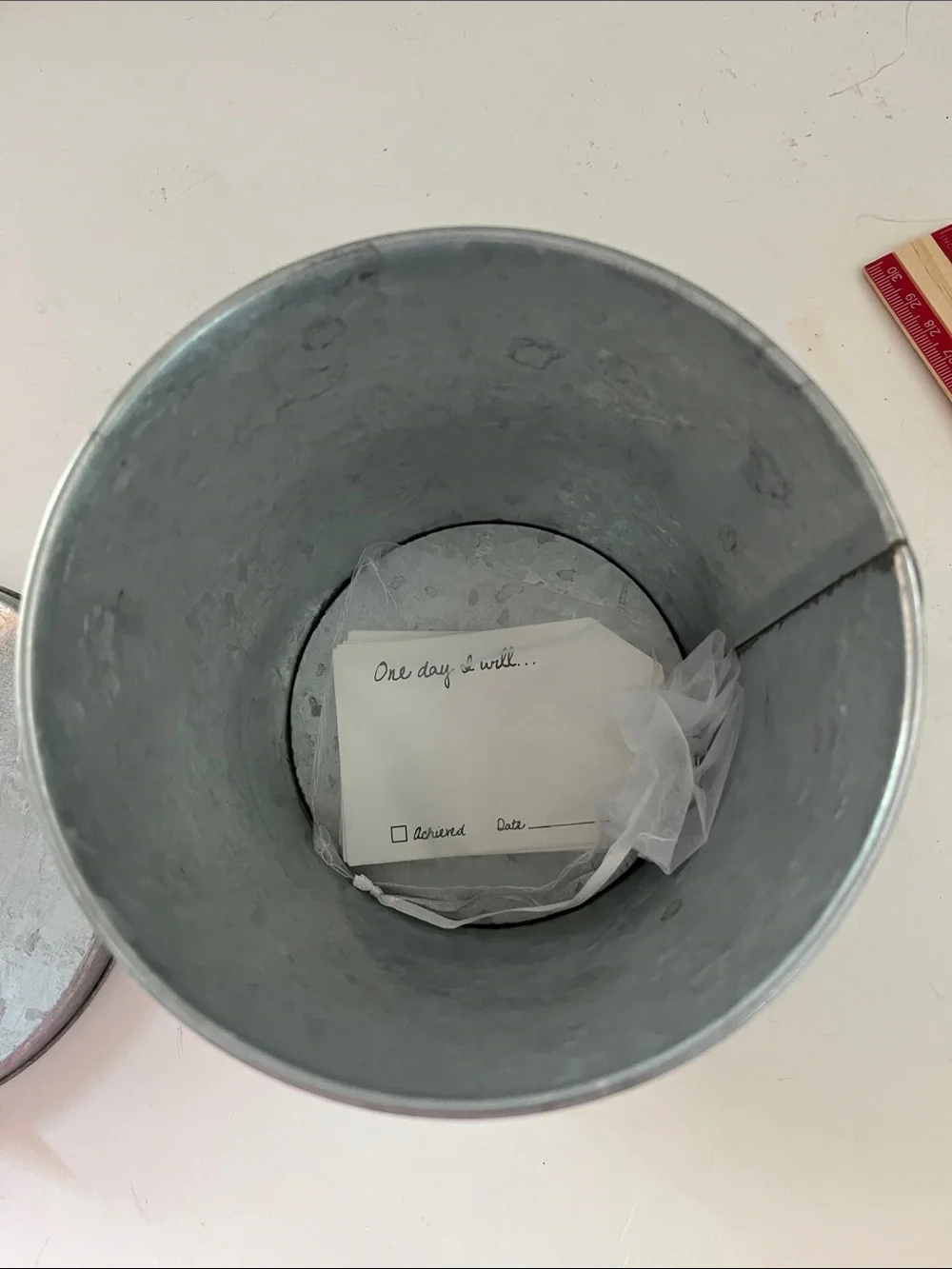 Bucket List Galvantzed Bucket with Achievement cards